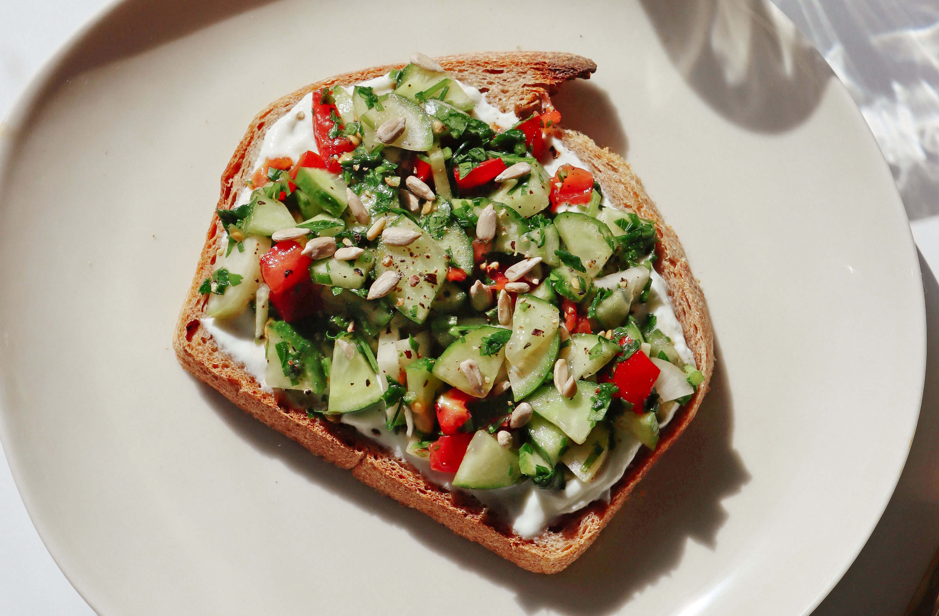 Mediterranean Cucumber Salad Tartine