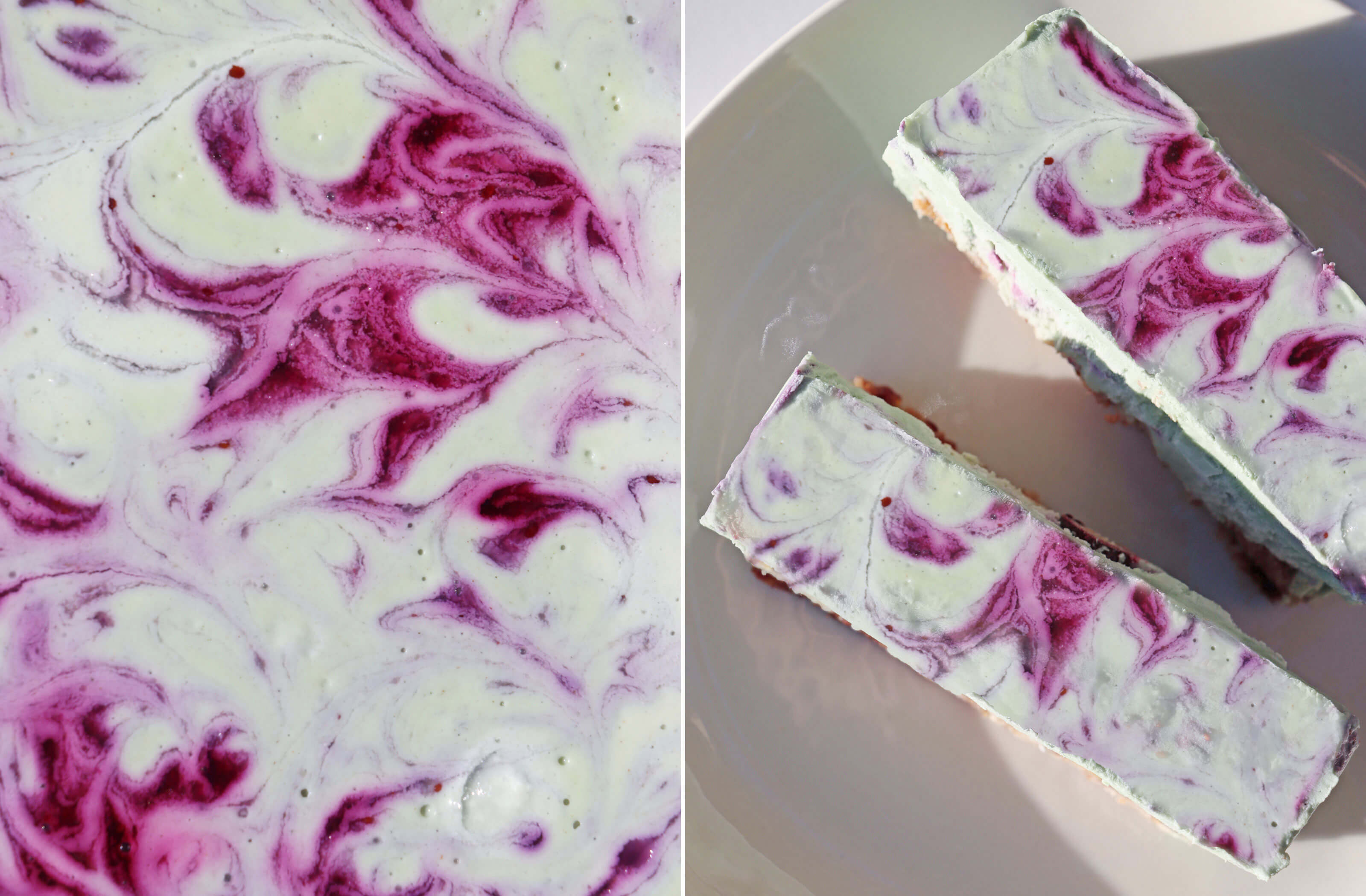 Plant-Powered Cheesecake Bars with Berry Swirl