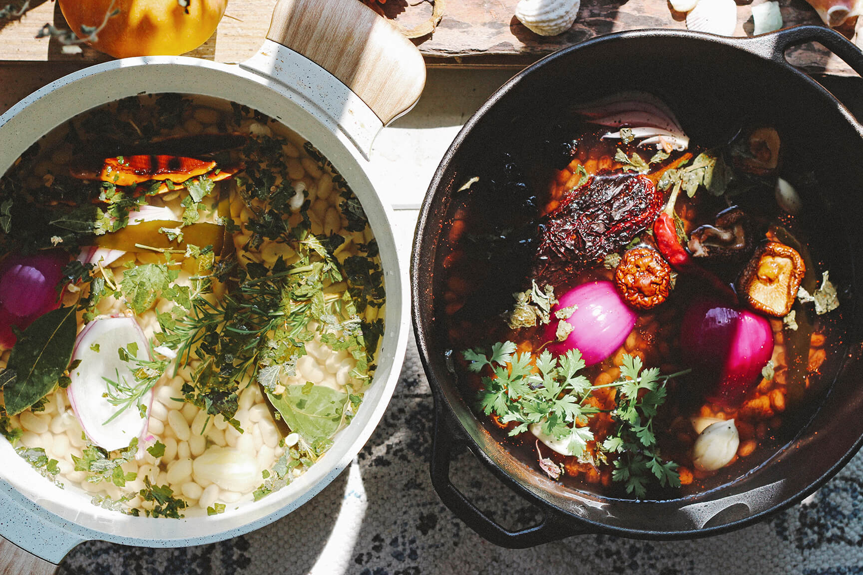 SMOKY PINTO AND WOODSY WHITE HERBAL BEAN STEW