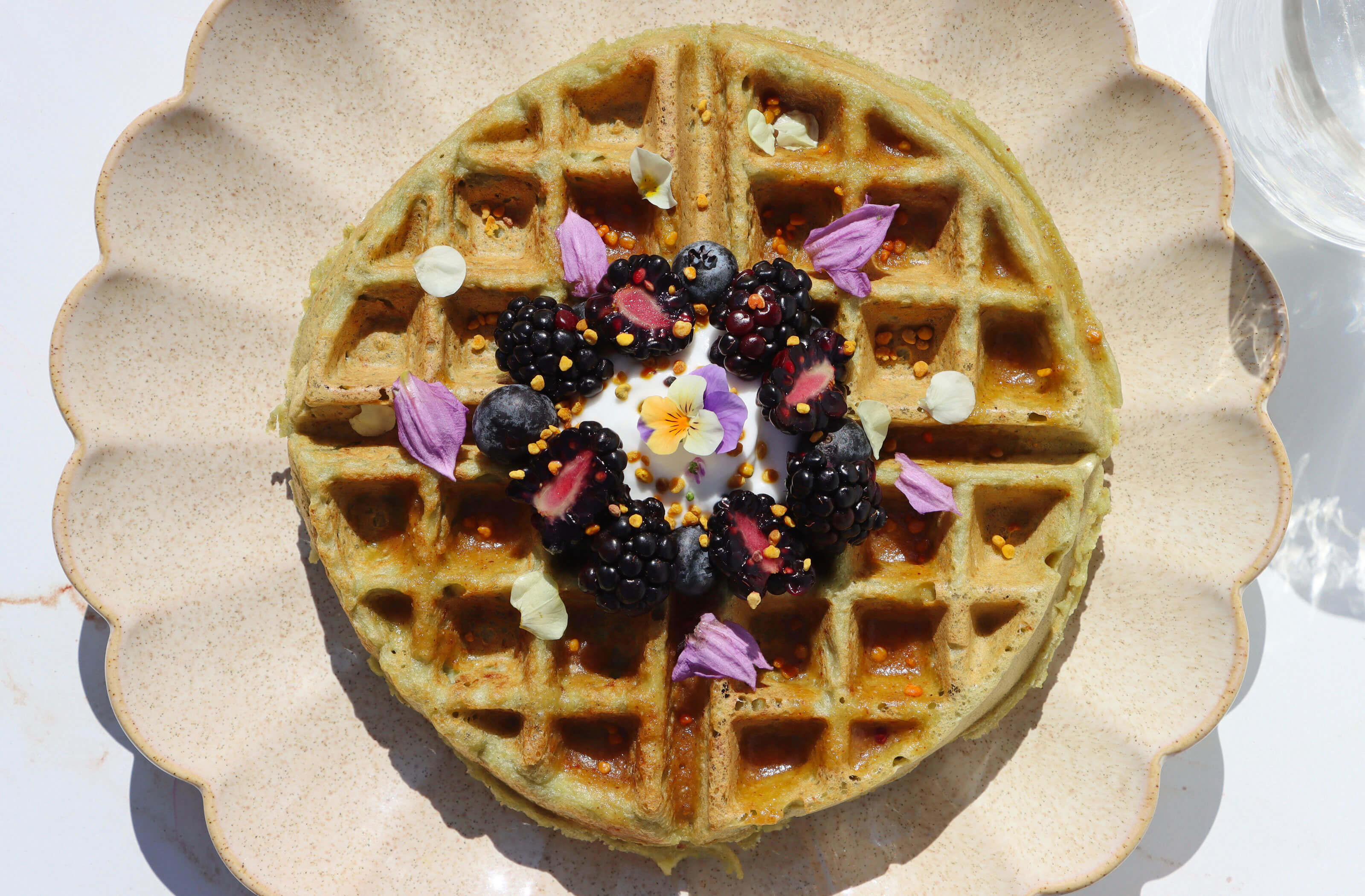 Spiced Green Protein Waffles